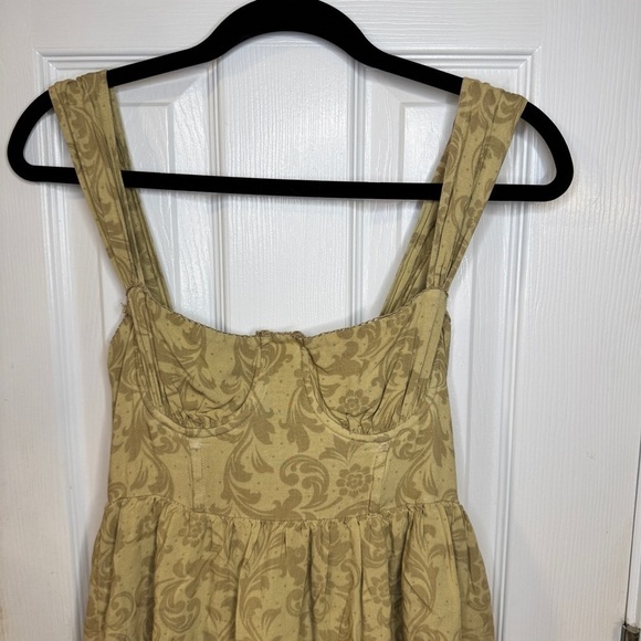WeWoreWhat Beige Linen Blend Strapless Mini Dress Size 2 - Picture 2 of 15